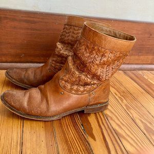 Vintage Woven Leather Frye Booties size 7.5